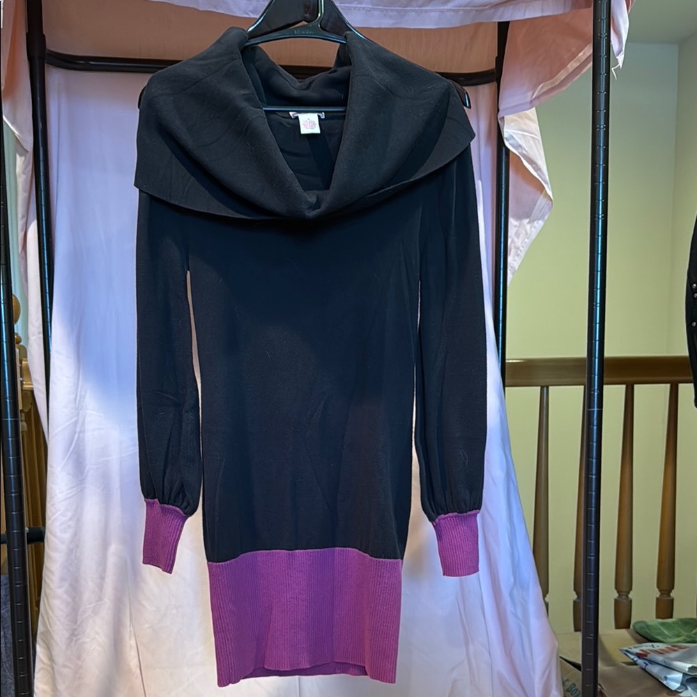 Candie’s Black & Pink Sweater Dress, Cowl neck or off the shoulder,